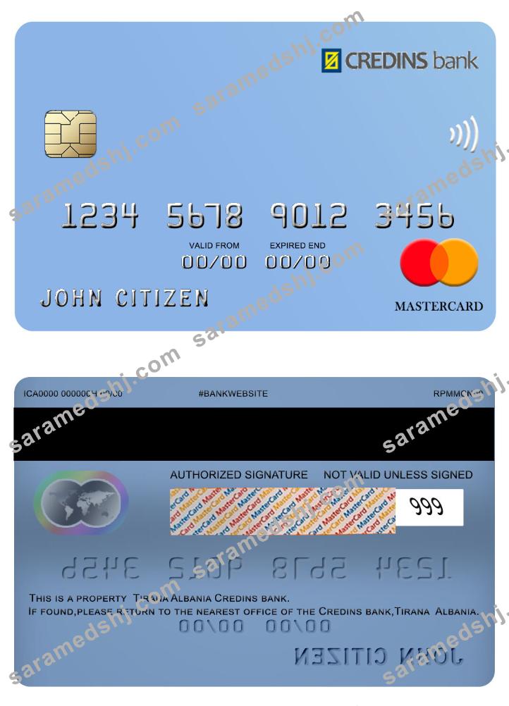 Albania Credins bank  mastercard